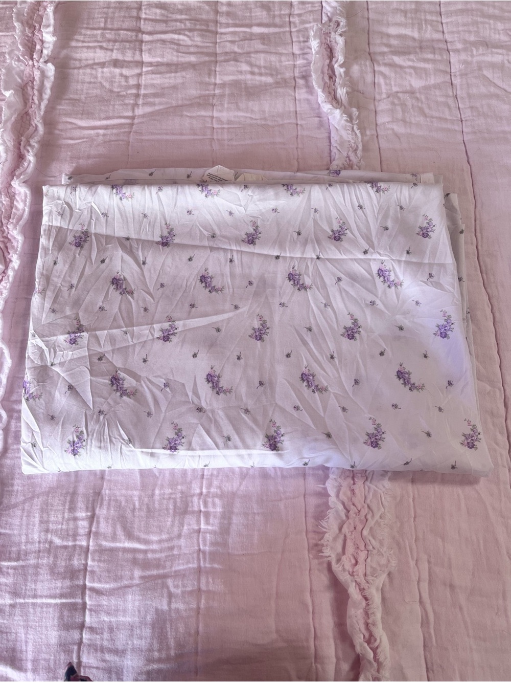 Shabby Chic Lavender Floral Flat Sheet Twin